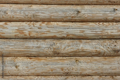 Wooden Log Cabin Old Wall Natural Colored Horizontal Background