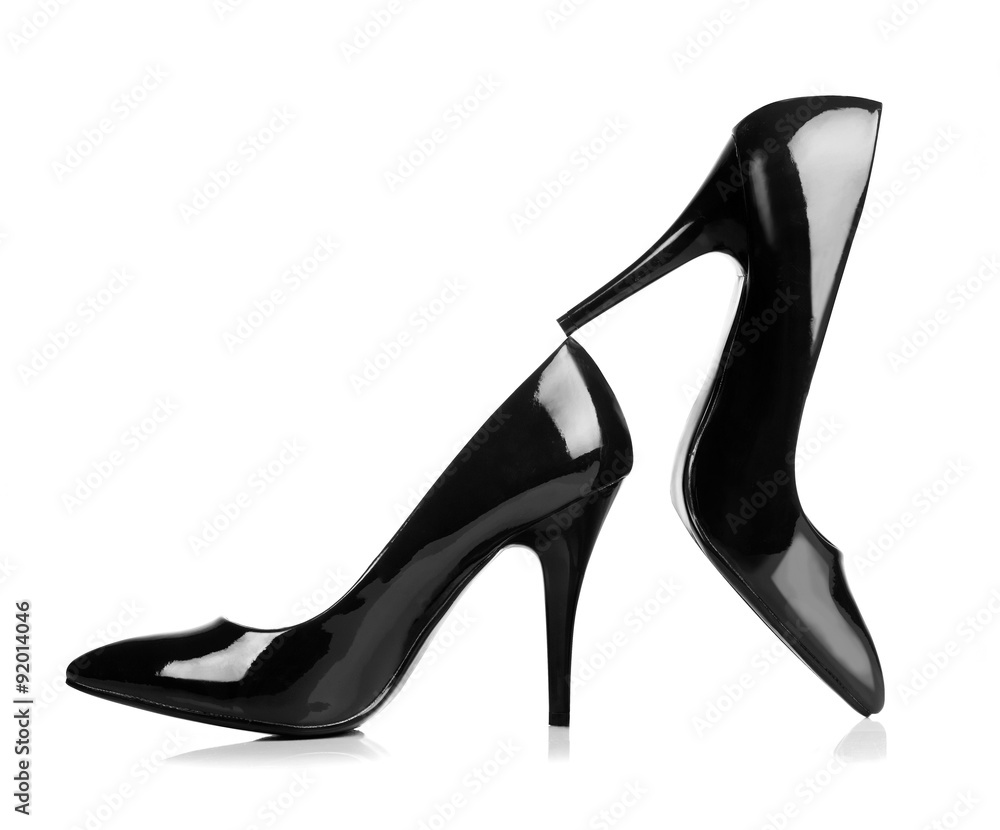 A pair of black high heels isolated on white. with Clipping path. A pair of black high heels isolated on white. with Clipping path.
