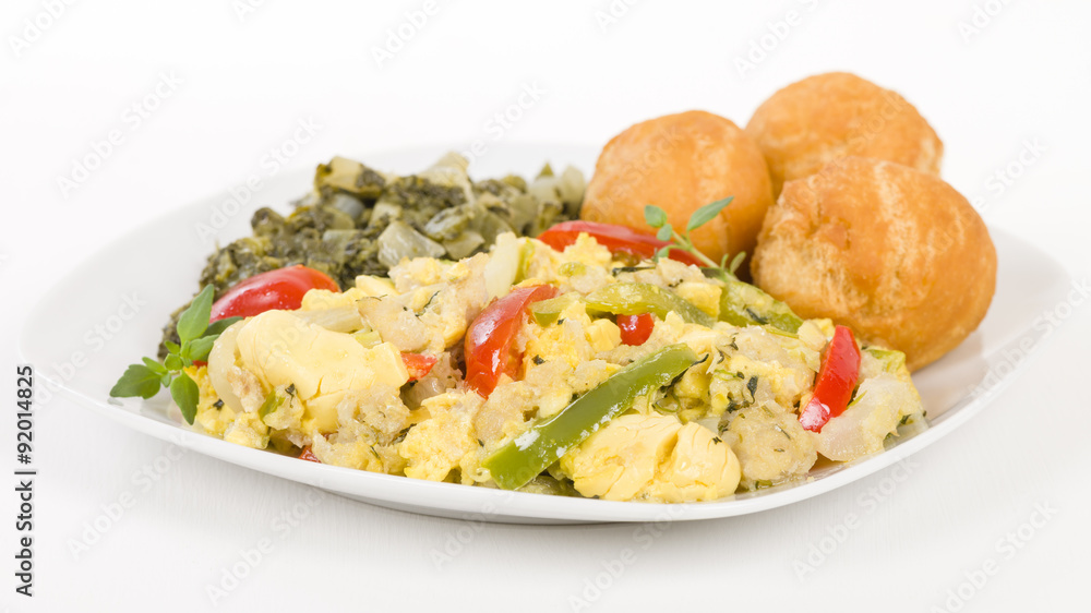 Ackee & Saltfish Traditional Jamaican dish made of salt cod and ackee