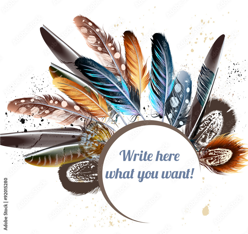 Obraz premium Vector background with colorful feathers