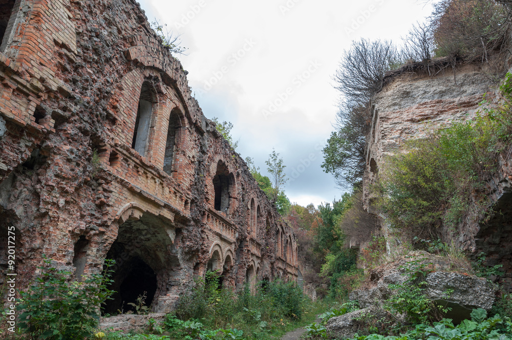 Casemates of ruins Fort Tarakanovskiy. Dubno. Ukraine.