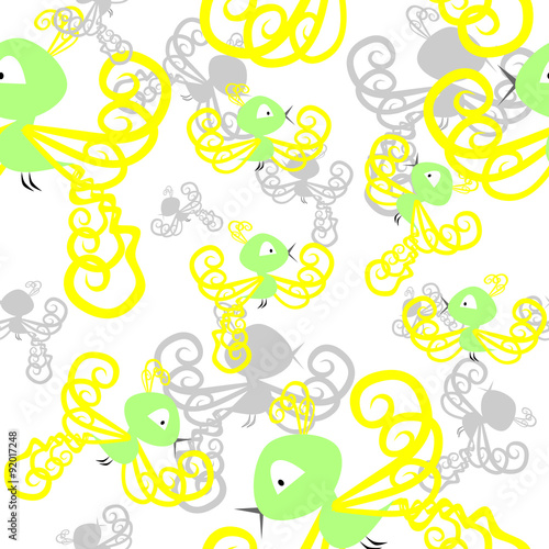A seamless background with cute birds