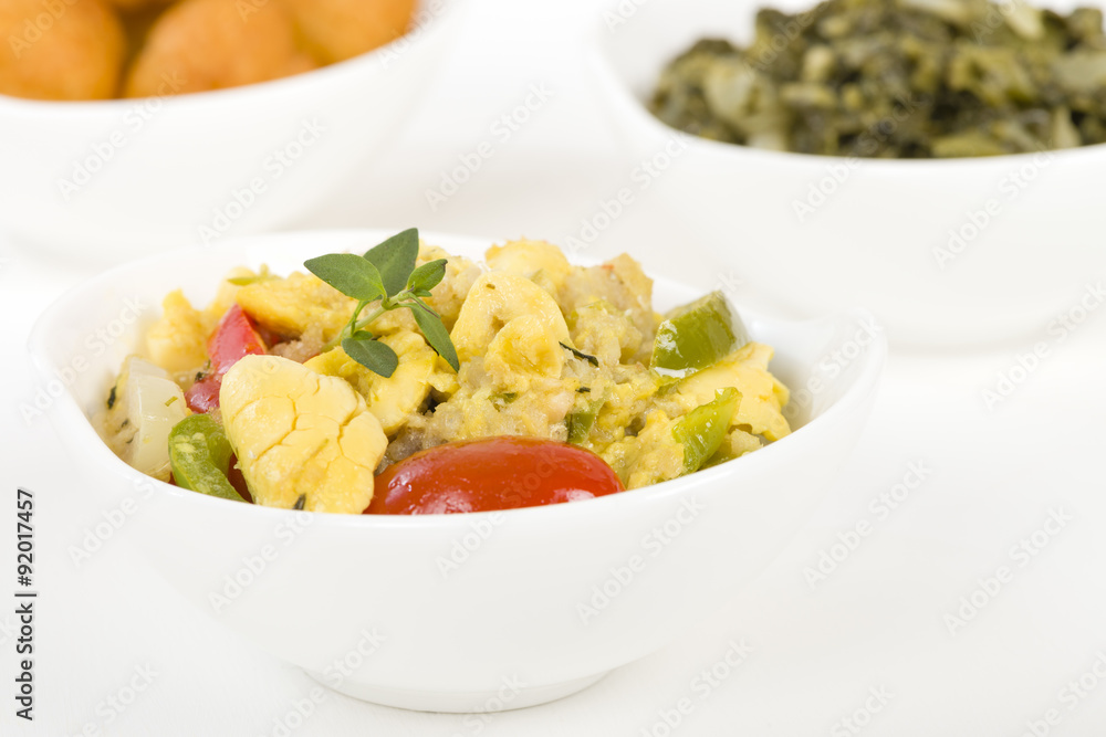 Ackee & Saltfish Traditional Jamaican dish made of salt cod and ackee