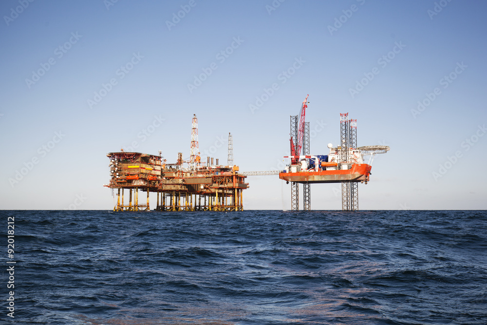 Offshore oil platform at sunny day