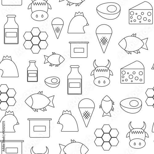 Seamless background with flat objects of products containing