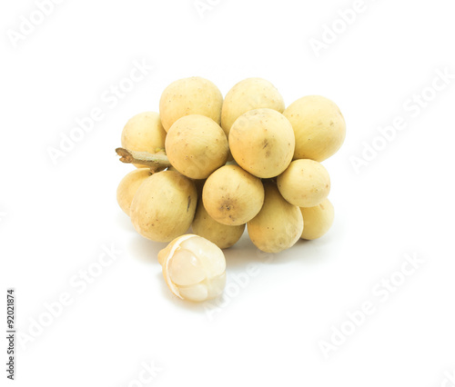 Longkong fruit (Lansium parasiticum) on white background