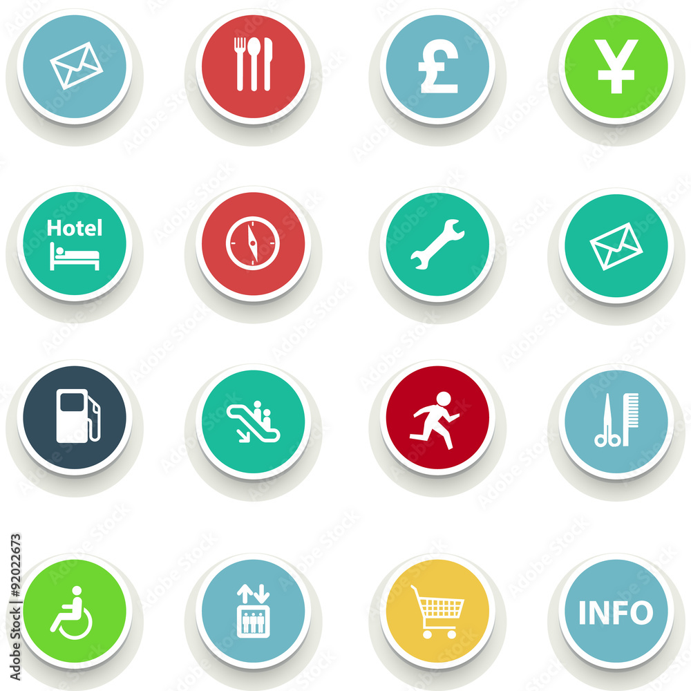set of round icons information set of round icons information