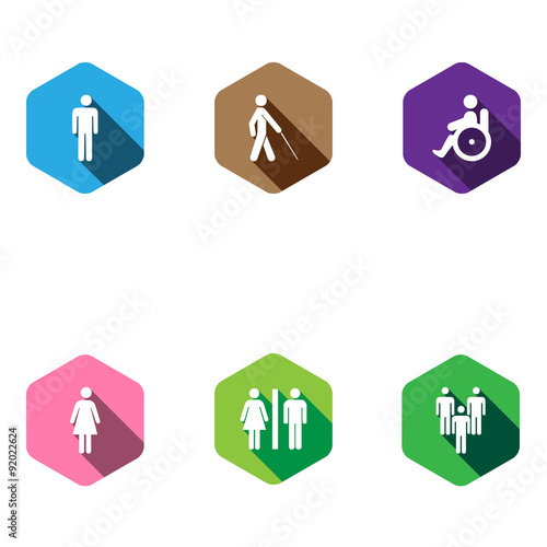 set of medical icons. Flat desigh, long shadows