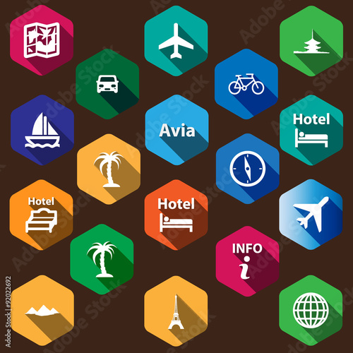 travel icons set in a flat design
