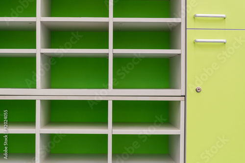 Empty Green shelf, concept for background or article and content