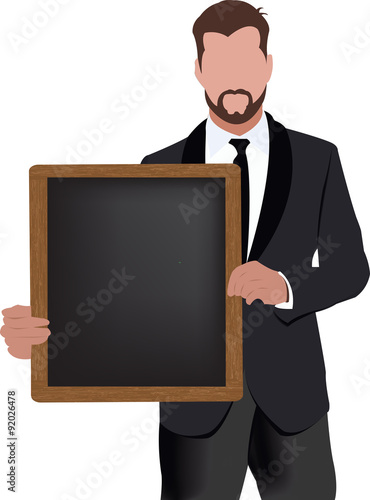 uomo con cartello e barba