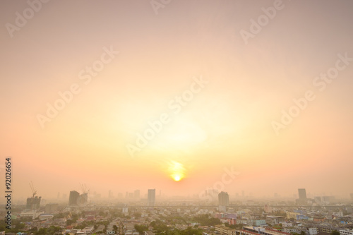 art of sky and Morning time view of Bangkok Thailand