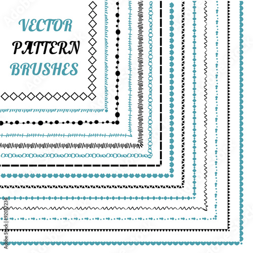 Set of vector pattern brushes. Frames with ornamental strokes an
