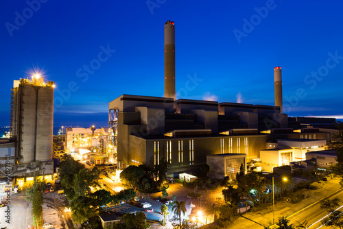 Cement plant at night