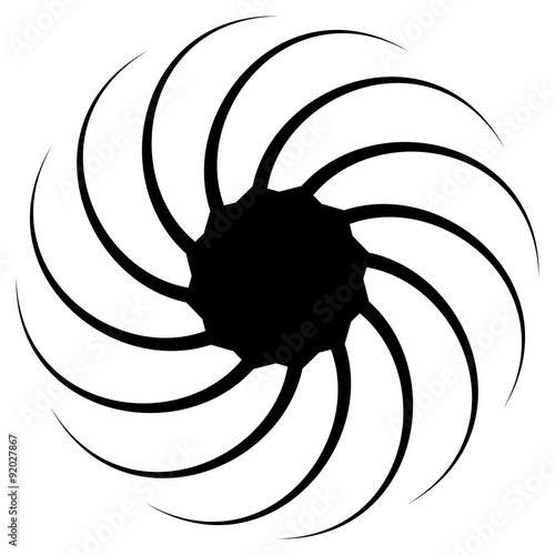 Abstract spirally shape, motif. vector. Twirling, curved radiati
