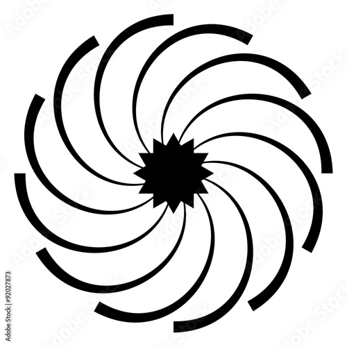 Abstract spirally shape, motif. vector. Twirling, curved radiati