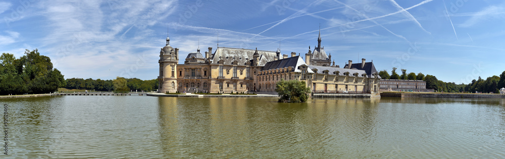 Fototapeta premium Panorama of the Northern part of Chantilly castle