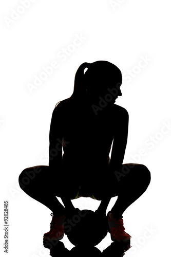 one woman beach volley ball player silhouette in studio silhouet