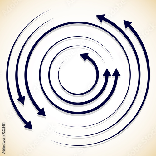 Concentric circulating, rotating arrows, circle arrows. Vector.