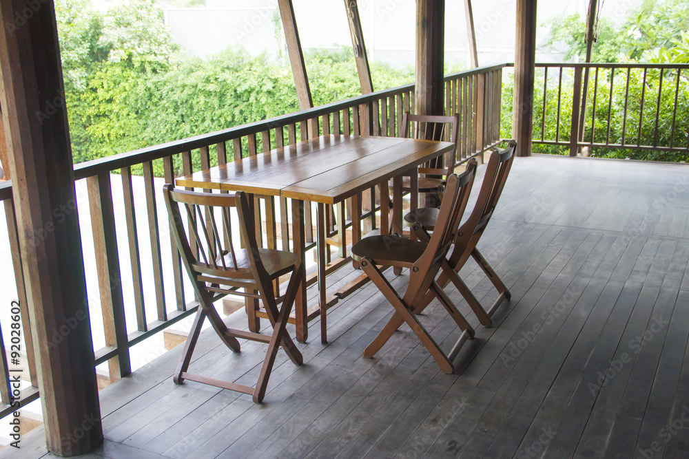 Fototapeta premium teak table wood pavilion