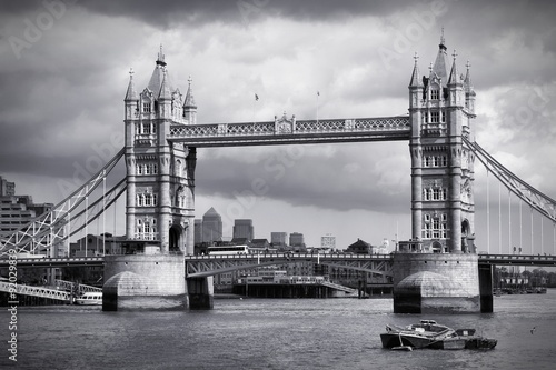 Photography Tower Bridge in London, black white photo