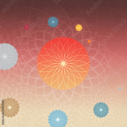 Abstract Solar System Planets and Sun - Vector Illustration