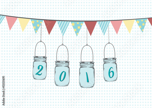 Vector illustration of hanging mason jars