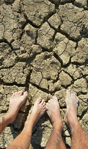 Feet on arid land