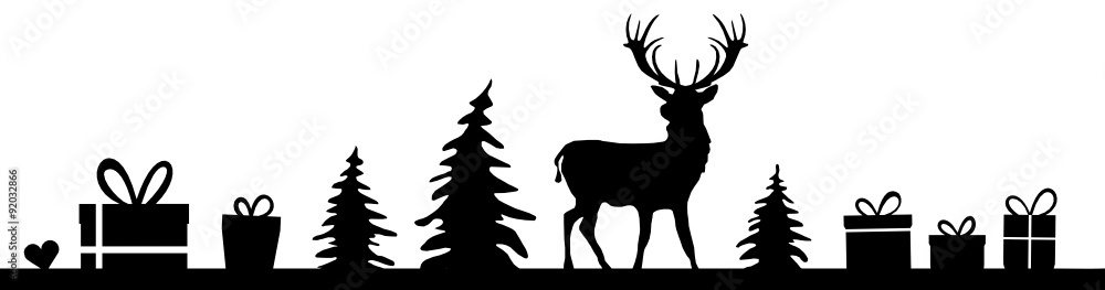 Weihnachten Silhouette mit Hirsch Stock-Vektorgrafik | Adobe Stock