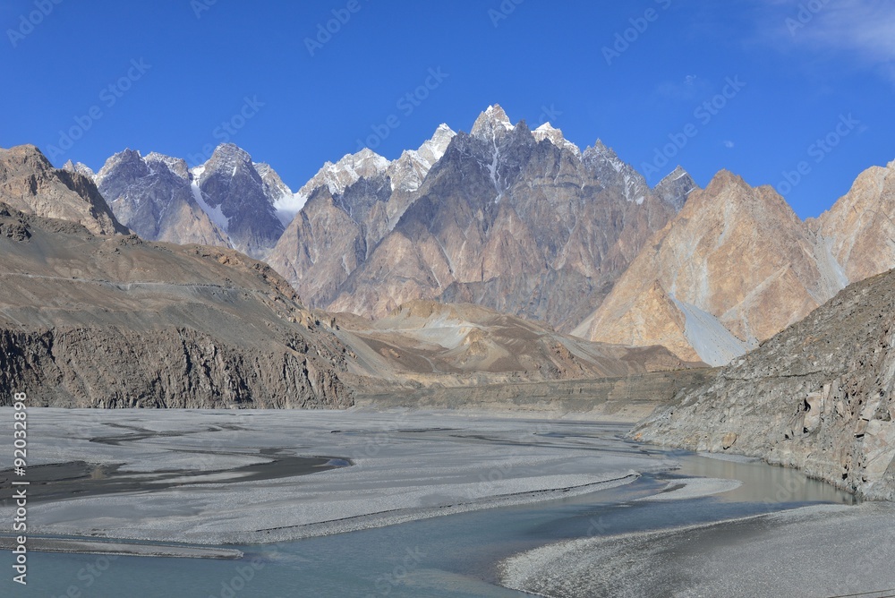 Beuatiful landscape of Northern Pakistan. Passu region. Karakorum mountains in Pakistan.