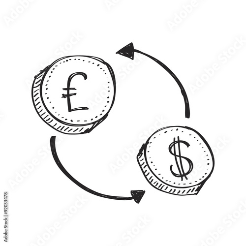 Simple doodle of a money transfer