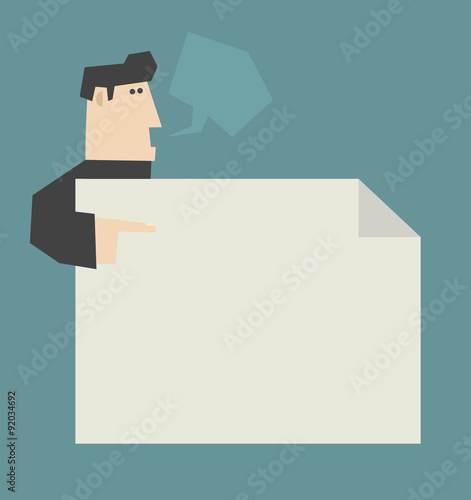 Man carrying empty banner.