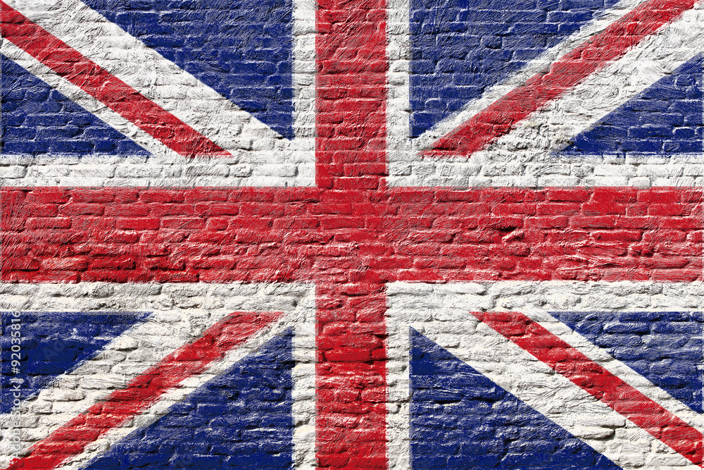 Fototapeta premium United kingdom - National flag on Brick wall