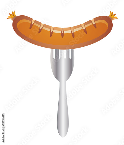 Sausage, prick with a fork vector eps 10