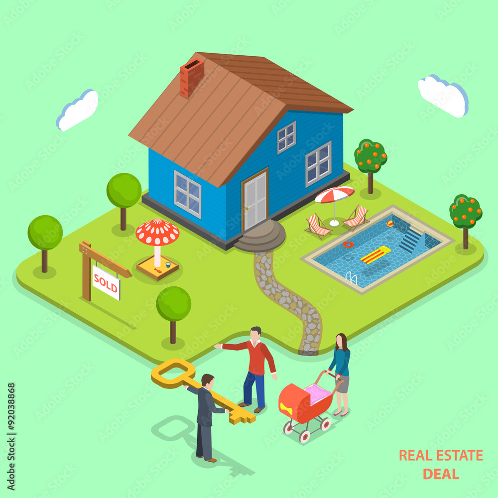 Real estate deal isometric flat vector concept. Real estate deal isometric flat vector concept.