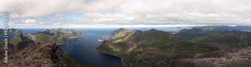 Norwegian nature / There are mountains plunging into the sea from hundreds of metres, fjords, tall mountain peaks, northern lights and midnight sun. photo