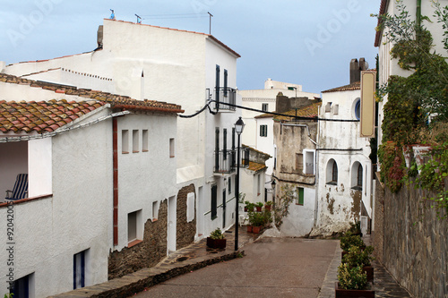 old street with white buildings