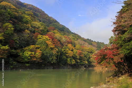 Superb view, fall color at Arashiyama, Japan in the autumn