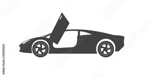 Силуэт спортивного автомобиля на белом фоне