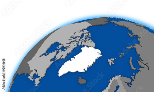 Arctic north polar region on globe political map