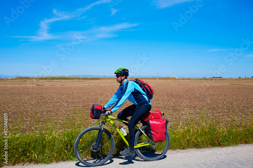  MTB Biker Bicycle touring with pannier racks