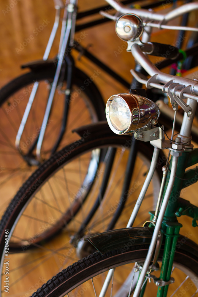 Fototapeta premium Bell and lamps, antique bicycles