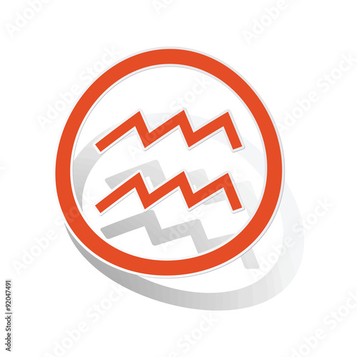 Aquarius sign sticker, orange