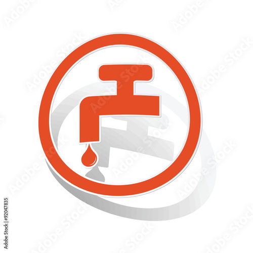 Water tap sign sticker, orange