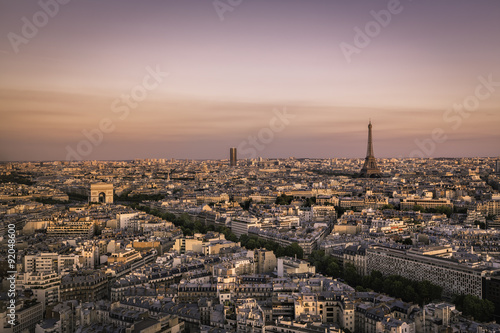 Beautiful sunset over Paris, France