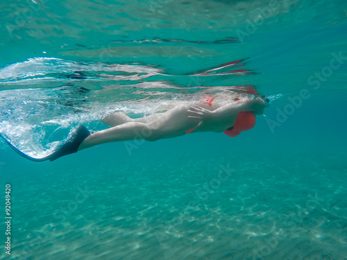 Woman snorkling underwater © luckeyman