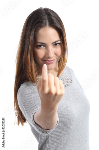 Fotografi Woman gesturing come here calling you