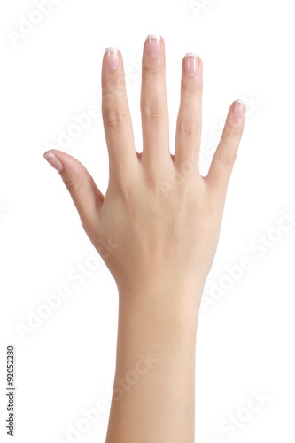 Woman open hand with french manicure photo