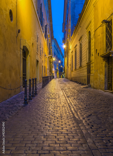 Walkway steet in Rome at night - Italy