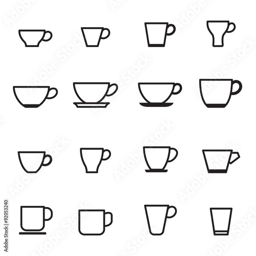 Valokuvatapetti Coffee cup icons set